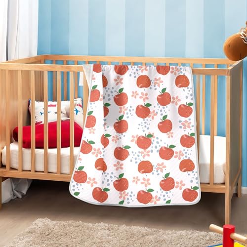 Image of Fruit Red Apples Flowers Baby Swaddle Blanket for Boys and Girls, Muslin Baby Receiving Swaddle Blanket, Soft Cotton Nursery Swaddling Blankets for Newborn Toddler Infant, 30x40 in