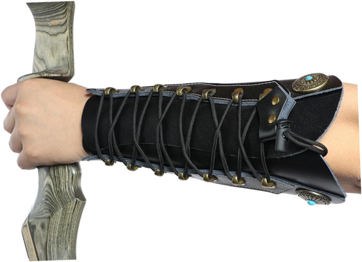 Archery Arm Guard Protective Gear Adjustable Pu Leather Wristband Safe Strap for Hunting and Target Shooting