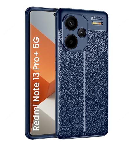 Golden Sand Cover Vegan Leather Texture Series Shockproof Armor TPU Back Cover Case for Redmi Note 13 Pro Plus 5G Mobile Phone, Blue- Best and cheap mobile covers in India
