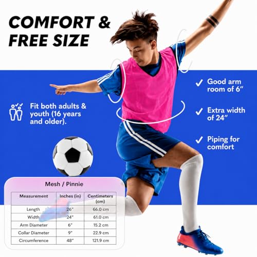 Image of GSi Sports Pinnies - Packs of 6 or 12 - Free Size - Mesh Training Vests for Soccer, Basketball - 6 Color Options