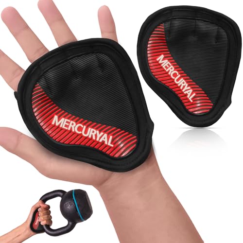 MERCURYAL Guantes de Gimnasio para Hombre y Mujer - Nuevo Diseño para Entrenamiento, Calistenia, Dominadas, Gimnasia, Musculación (M, Rojo)