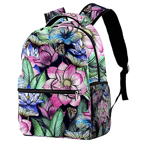 Sac à dos décontracté botanique femme grand volume bandoulière multicolore multi-poches