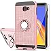 Galaxy J4 Plus Case, Galaxy J4 Prime Case with HD Screen Protector, YmhxcY 360 Degree Rotating Ring & Bracket Dual Layer Shock Bumper Cover for Samsung Galaxy J4+ Plus 2018-ZH Rose Gold