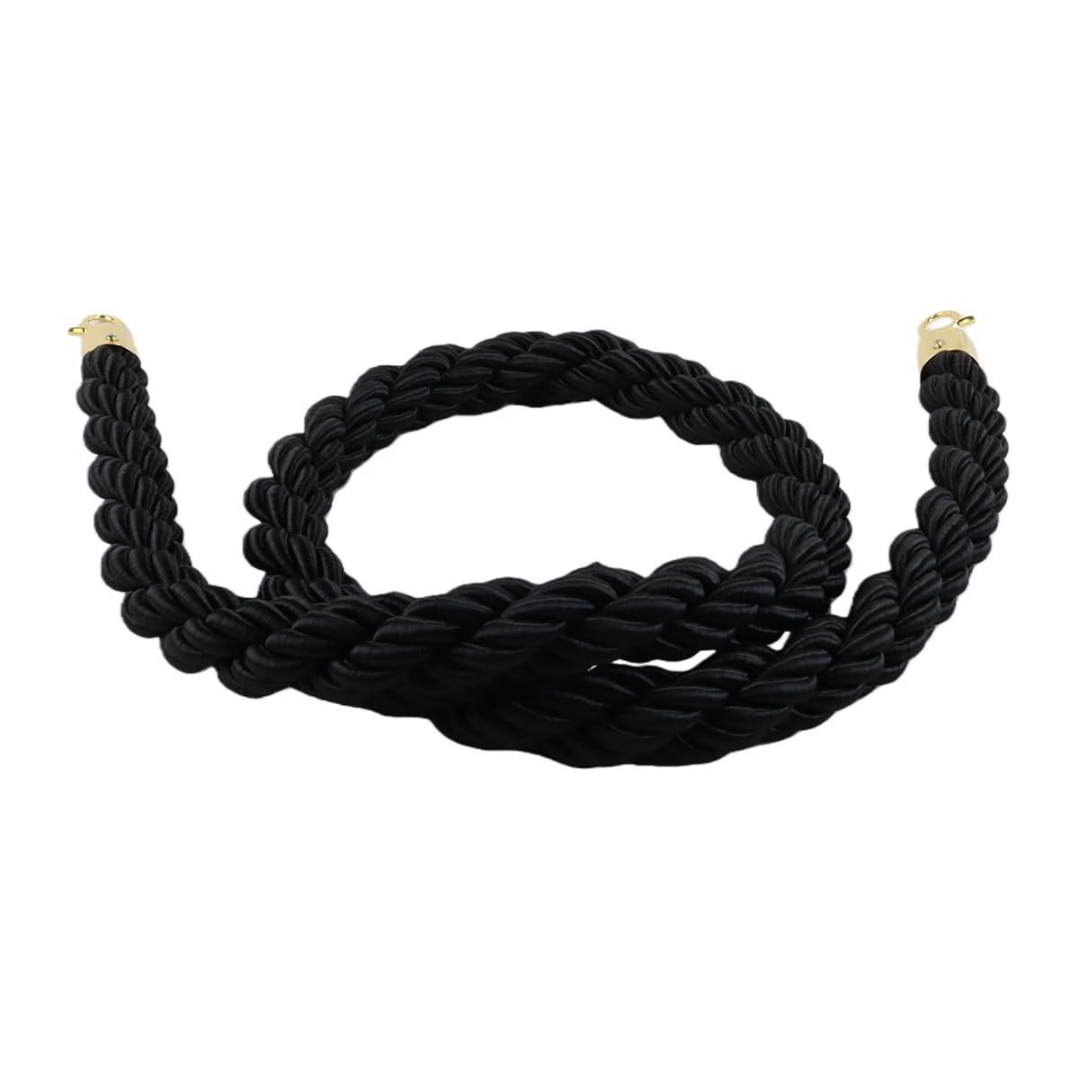 Paquete de 2 cuerdas de soporte negras de 1,5 m (5 pies) con mosquetones para postes y barreras de control de colas y multitudes.
