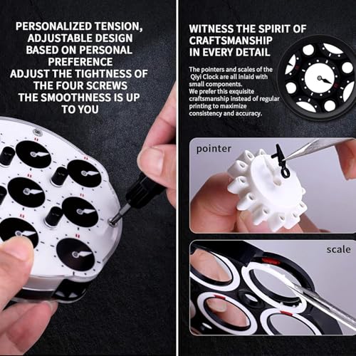 Image of QiYi Magnetic Clock | Professional 208-Magnet System | High-Precision Competition Logic Puzzle with Adjustable Tension & Inlaid Faces | Smooth Rounded Wheels for Speedcubing, Black