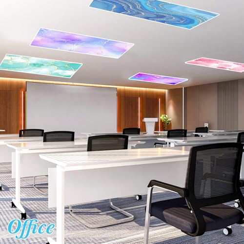 Image of VIHOSE 6 Pcs Fluorescent Light Covers for Ceiling Lights Classroom Magnetic Light Covers Classroom Filters Office School Drop Ceiling, 4 x 2 ft(Marble)