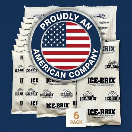 Image of ICE-BRIX Reusable Gel Ice Packs for Shipping, 10.25 x 8 x 1.5 in, 48 oz White (6 Pack) - Jumbo Cold Packs for Large Coolers, Frozen Food Shipping, Seafood, Meat & Perishables