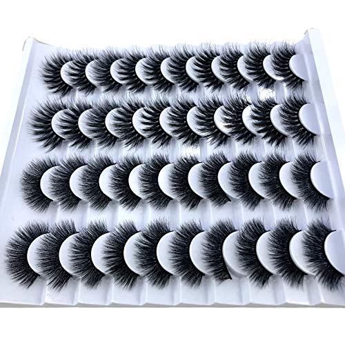 HBZGTLAD 20 pairs 3D Mink Lashes Natural False Eyelashes Dramatic Volume Fake Lashes Makeup Eyelash Extension Silk Eyelashes(006)