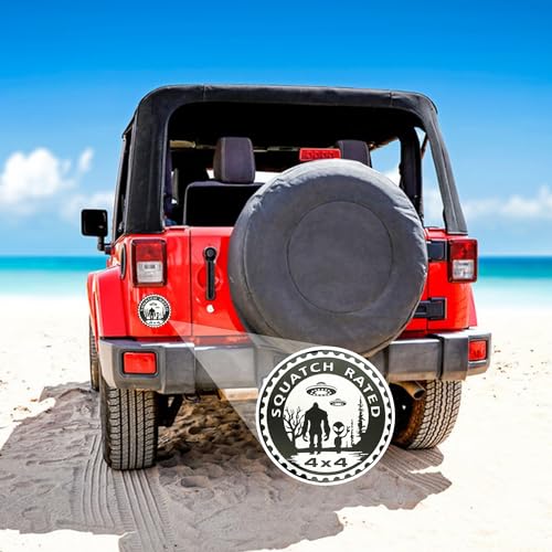Image of 2 PCS Squatch Badge Rated Car Emblem, 4 x 4 Metal Automotive Badge, 3D Round Metal Car Badges Emblems, Car Badge Decals Stickers Compatible with Jeep Wrangler Vehicles Trucks SUV RV (Squatch 5)