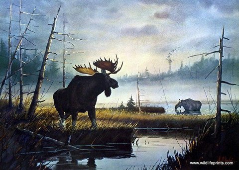 Peck and Gartner MOOSE COUNTRY Signed Artists Proof print by Les Kouba 24.25"x17.75"