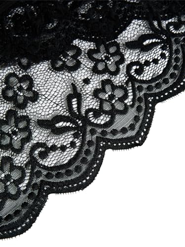 Image of Lilosy Sexy Sheer Floral Lace Pajamas Lingerie Set High Waist Sleepwear Bra and Panty 2 Piece Nightwear