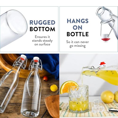 Image of Glassbunny 500ml Borosilicate Glass Water Bottle with Airtight Cap, Clear, Swing Top Flip Top Bottle for Fridge, Leak Proof, Reusable, BPA Free, for Daily Use