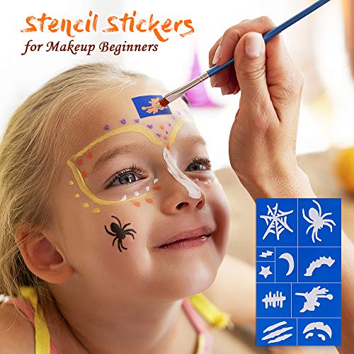 Halloween Makeup Kit, Costume Face Paint Make Up Set for Kids Adults Family, Face Painting Palette Stencils Fake Blood for Halloween Cosplay Party Stage Joker Vampire Zombie Facepaint - Thumbnail 7