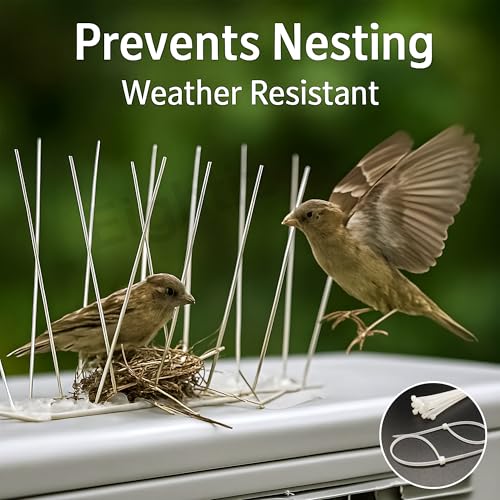 Image of Eightiz (30 Pcs with Zip Ties) Bird and Pigeon Spikes, Control Anti Bird Plastic Spikes for AC Balcony Railing Window Home Protection from Pigeon Dog Monkey Crow Kabootar Transparent(Polycarbonate)