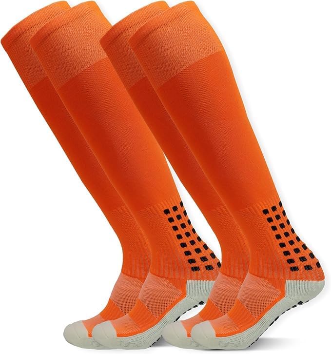 Yufree Mens Knee High Grip Soccer Socks Non Slip Long Socks for Football Basketball Sports