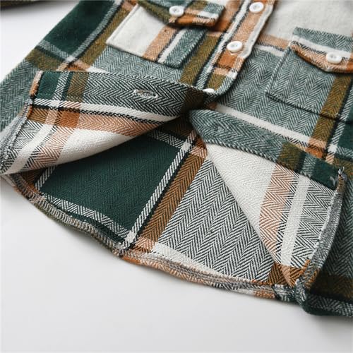 Image of Toddler Boy Flannel Plaid Shirt Kids Long Sleeve Button Down Jacket Lapel Pocket Top Regular Fit Casual Fall Clothes