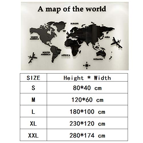 3D Wall Stickers - Diy World Map Wall Decal Sticker Murals Map Wall Décor For Living Room Bedroom Tv Background Home Decorations(Black,M: 120X60 Cm) #TOP2