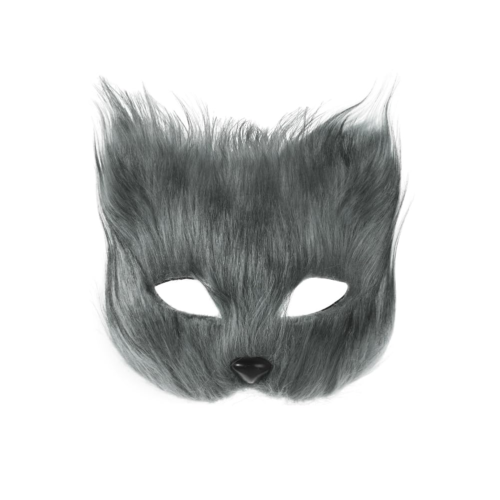 3pcs Furry Fox Cat Mask Therian Mask Half Face Veil Eyewear Halloween Cosplay Party Fancy Dress Eye Mask Night Club Party Dress Up Cat Mask Easter Carnival Cosplay Party Costume Accessory Makeup Prop - Image 3