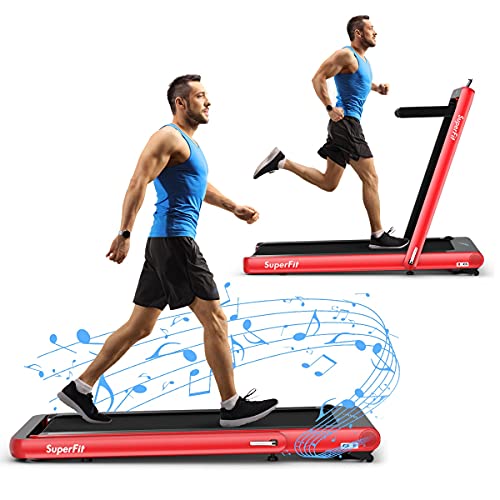 Image of Goplus 2 in 1 Folding Treadmill, 4.75HP Superfit Under Desk Electric Treadmill with APP Control, LED Touch Screen, Blue Tooth Speaker, Remote Control, Walking Jogging for Home Office