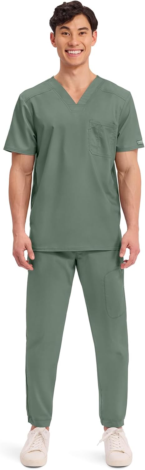 Cherokee Scrub for Men's Tuckable V-Neck Top with 1 Chest Pocket, Pen Slot, Ultra Soft, Durable, 2-Way Stretch Fabric- WW690 - Image 6