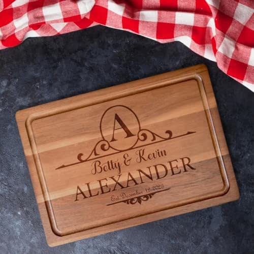 Personalized Cutting Board, Custom Engraved Wood Charcuterie Board - Best Present for Wedding, Bridal Shower, Engagement, Anniversary, Housewarming-11x7.9&#34;, 13x9&#34;, 15x10.2&#34;