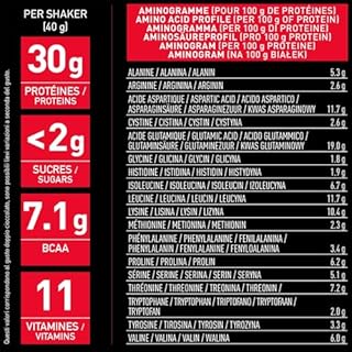 Proteine in Polvere Whey 850 g Gusto Cioccolato | 30 g per Shaker Proteine | Whey Protein Concentrate e Isolate | BCAA + L-Glutammina + Taurina | Integratore per Massa Muscolare | Con 11 Vitamine