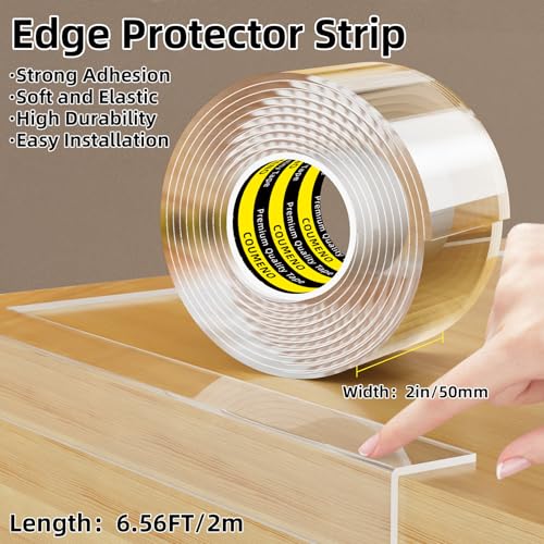 Image of Clear Edge Protector & Corner Guards, 2in(W x 6.6FT(L),Baby Proof Corner Protectors for Furniture Table Bumper for Baby Safety, Sharp Edge Protector for Drawers, Tables, Cabinets