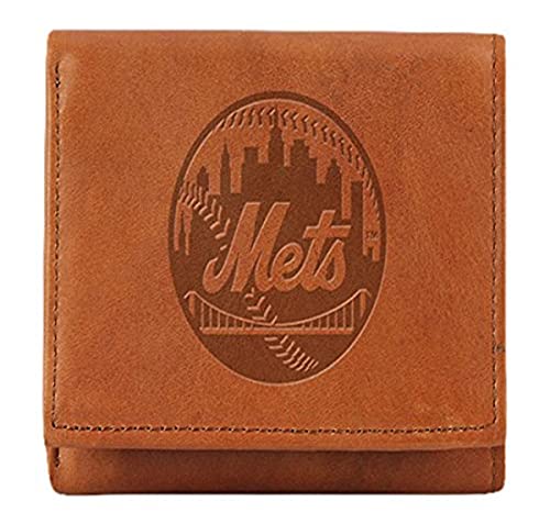 MLB New York Mets Embossed Genuine Cowhide Leather Trifold Wallet
