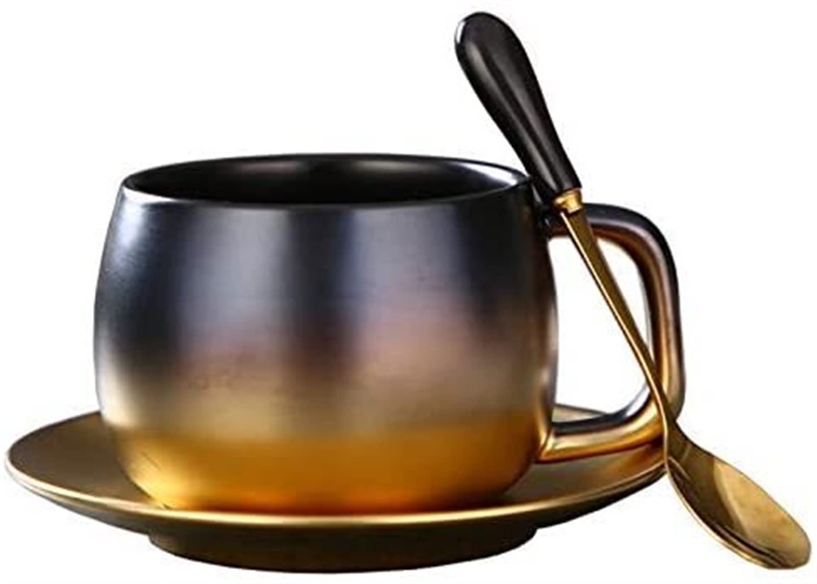 YNIYUJKL Coffee Cup Ceramic Cup With Saucer And Spoon Set Couple Cup Creative Home Office Breakfast Cup Milk Cup Office Home Office Desk Coffee Cup Capacity 280Ml Coffee Cup,Gold