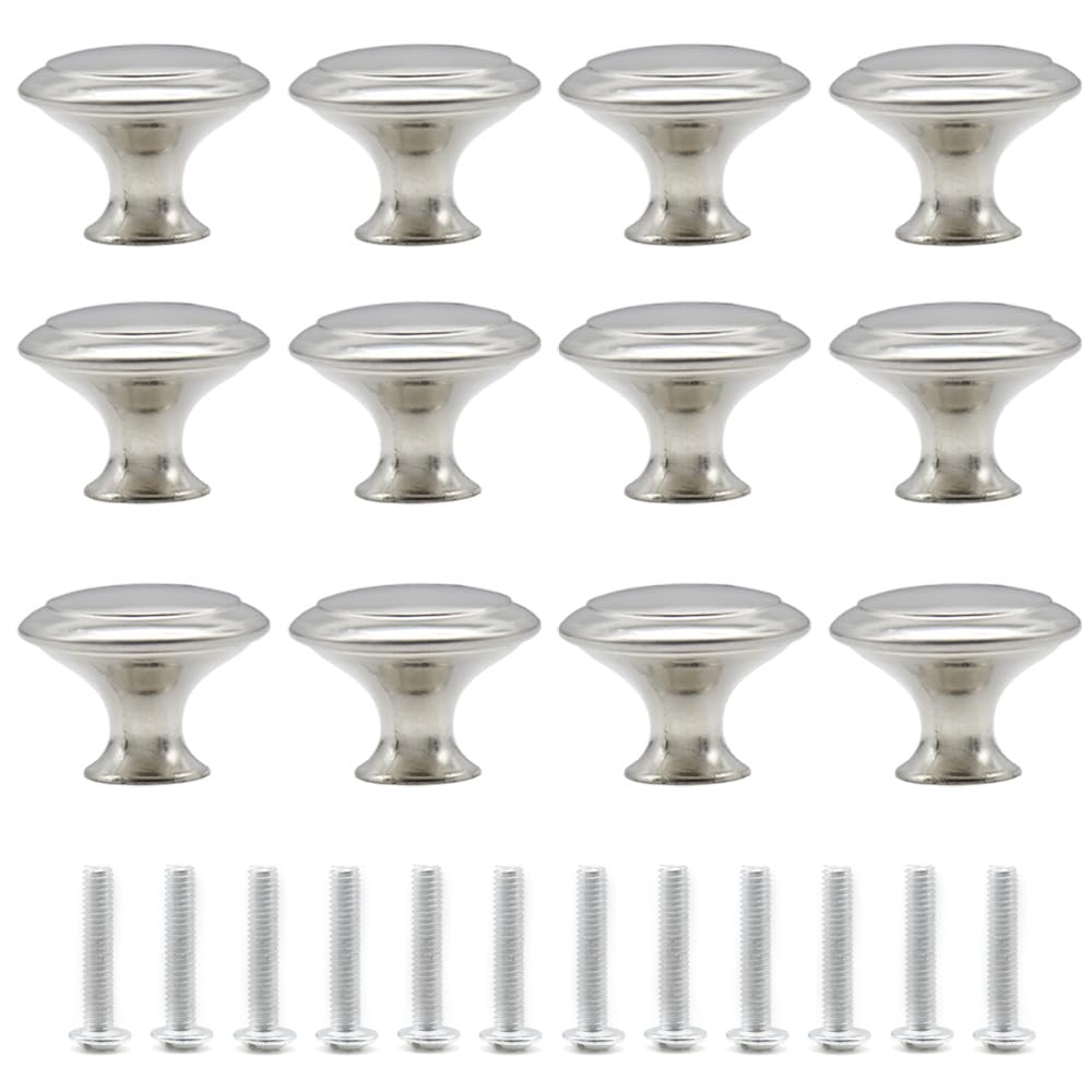 Ruidee Silver-30 12 Pcs Round Drawer Cupboard Handle 30Mm Mushroom Shape Pull Handle Pull Handle Knobs With Screws For Doo,Cupboard,Wardrobe(Silver/30Mm)