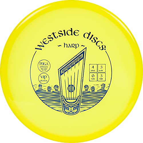 Westside Discs VIP Harp Disc Golf Putter | Overstable Disc Golf Putt & Approach for Forehand & Backhand Throws | Translucent Premium Plastic | Reliable Control in Windy Conditions | 176g+ (Yellow)