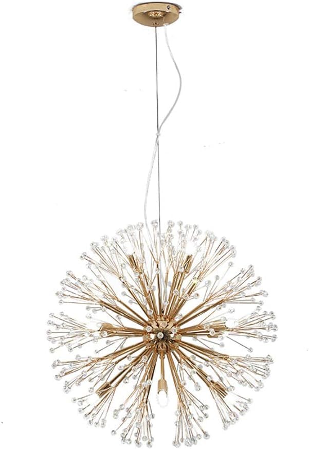 Suspension LED en cristal doré grand luxe pour salle à manger