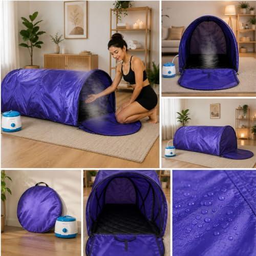Image of Kawachi Portable Sleeping Steam Sauna Bath Panchkarma Swedan Machine and Beauty Spa at Home (i68- light violet)