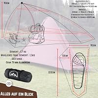 GOALPINE® EREMIT Zelt für 1 große Personen | wasserdicht 4000mm | kleines Packmaß | zum Wandern, Bergtouren & Bikepacking | Ultraleicht | 4 Jahreszeiten | schneller aufbau – Ansicht 7