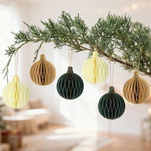 6 Stück Wiederverwendbar Weihnachten Wabenbälle zum Aufhängen...