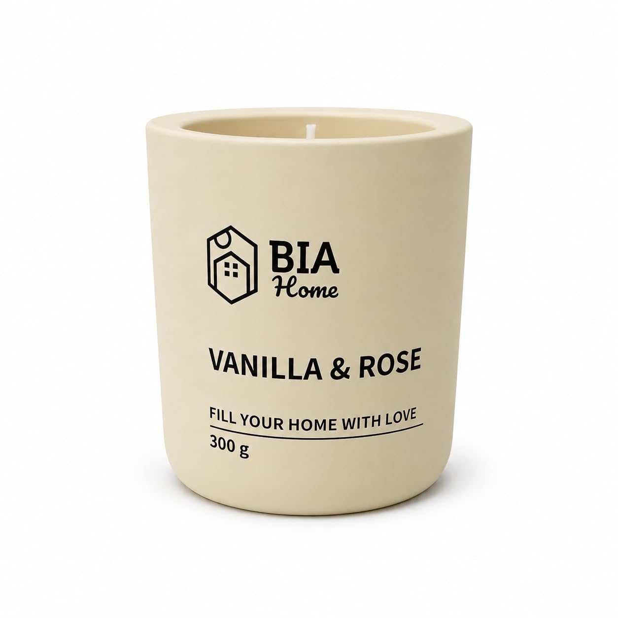 Candela profumata alla vaniglia e rosa, 300 g, in vaso di cemento, candela aromatica alla vaniglia con fragranza per soggiorno, camera da letto, bagno, benessere, decorazione per la casa