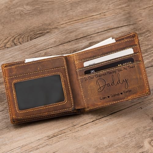 Macorner Personalized Wallet for Men, Leather Wallets with Engraved Name, Father's Day Gifts From Wife, Presents for Husband For Anniversaries, Husband Birthday Wallet4