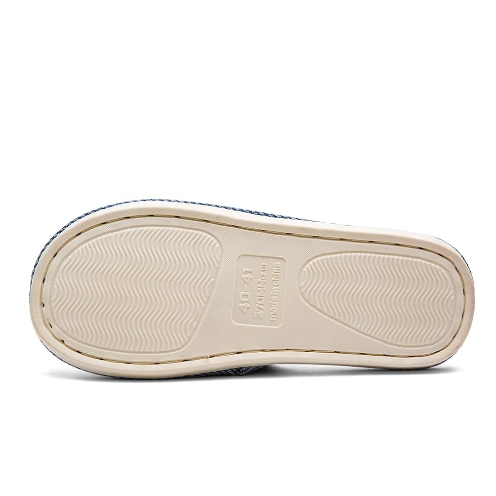 Linen Fabric Slippers Indoor House Slippers, All-Season Comfortable Breathable Non-Slip Silent Home Slippers3