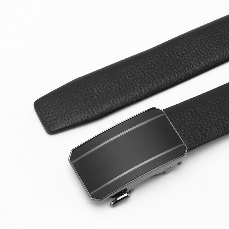 Men's Genuine Leather Belt with Automatic Buckle, Black3