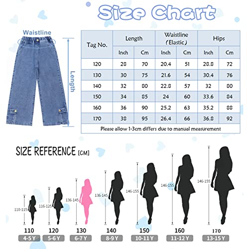 Big Girls Bootcut Jeans Vintage Causal Denim Pants Baggy Split Wide Leg Bottom Adorable Pull On Daily Trousers Elastic Waist Loose Fit Jeans Streetwear #TOP5
