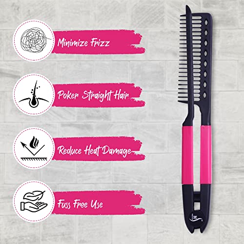 Herstyler Straightening Comb For Hair - Flat Iron Comb For Great Tresses Hair Straightener Comb With A Firm Grip - Straightener Comb For Knotty Hair - Styling Comb - Hair Comb For Straight Hair (Pink) #TOP2