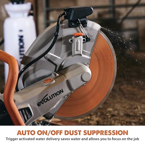 Image of Evolution R14DCT 14 inch Electric Concrete Saw | High-Torque 20A Motor | 5-1 /8 inch Cut Depth | Auto ON /OFF Dust Suppression | No Gas, Low Maintenance | 14 inch Diamond Blade | Heavy-Duty | 20A Plug