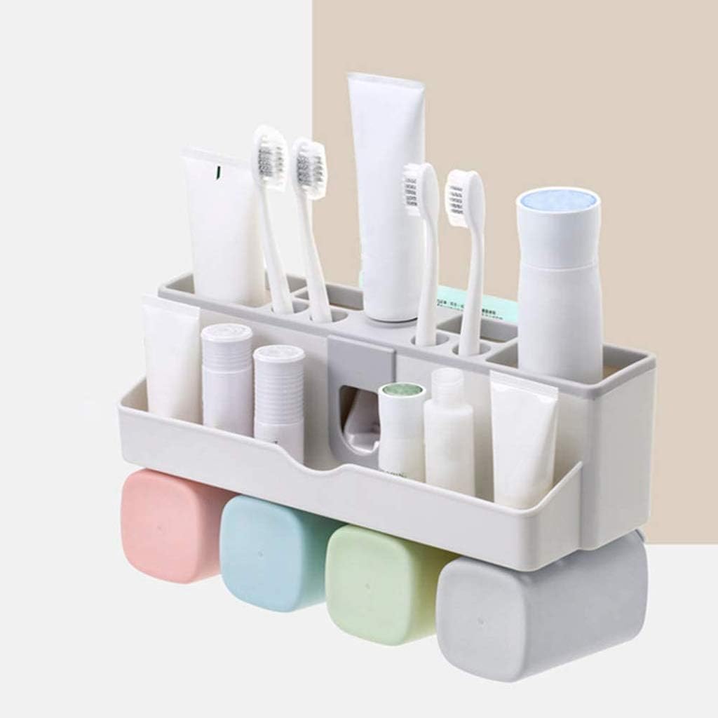 Bathroom Wall Mounted Toothbrush Cup Holders, Punch Free Brushing Cups, Suction Suits, Toothbrushes
