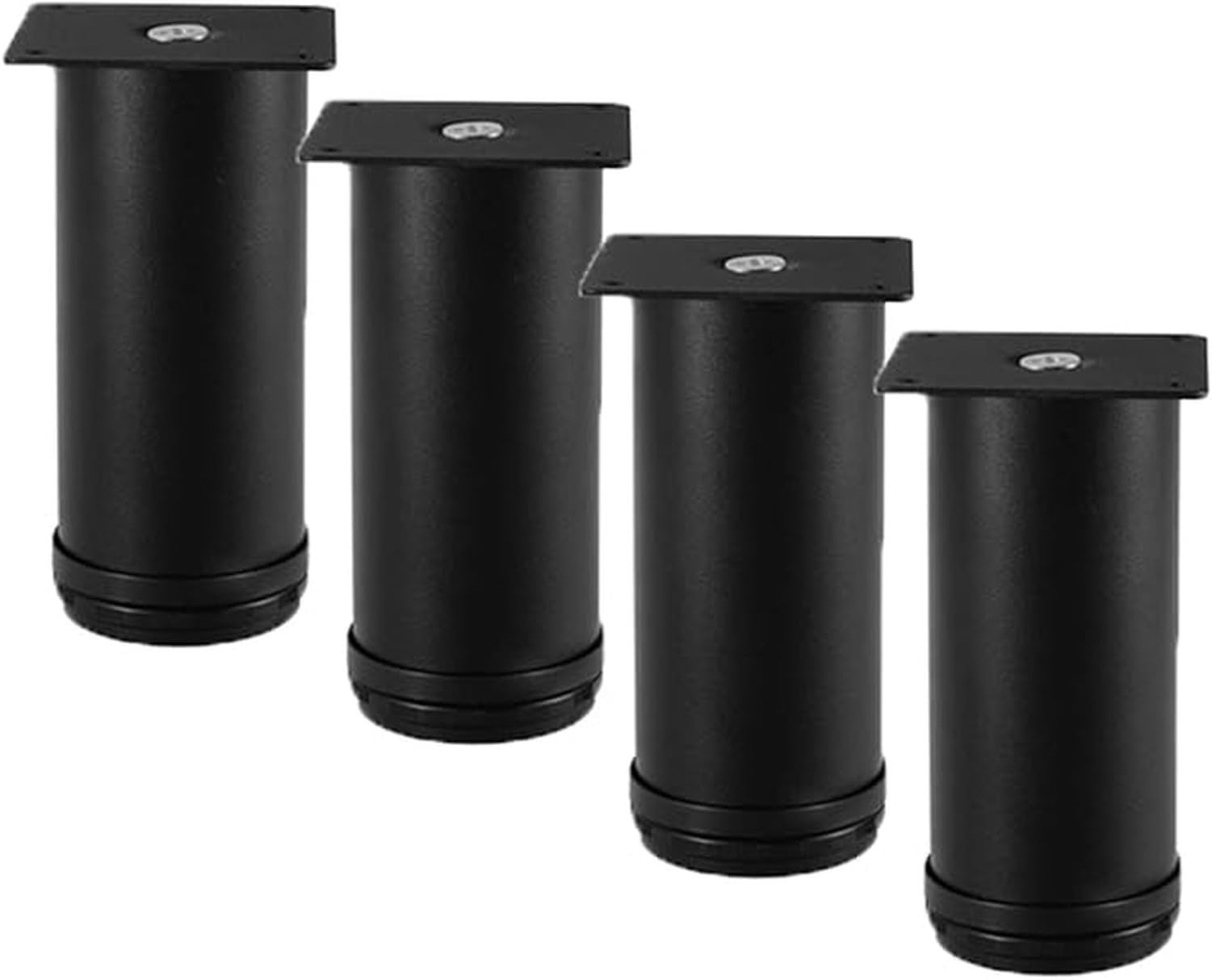 4 Piedi mobili Regolabili Gambe Metallo Acciaio Inox Gambe Tavolo Rotonde Riser Sostituzione Divano Letto scrivania armadi Gambe mobili, Nero, 70cm, 70cm