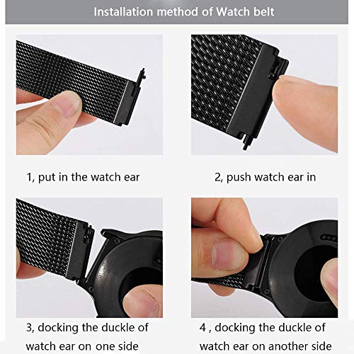 Koreda Compatible With Samsung Galaxy Watch 3 45Mm/Galaxy Watch 46Mm(2019)/Gear S3 Frontier/Classic Bands Sets, 22Mm Stainless Steel Mesh Loop Bracelet Strap Replacement For Ticwatch Pro Smartwatch #TOP5