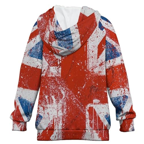 Retro Union JackChildren's Raglan Sleeve Hoodie, Suitable for Home And Outdoor Use8-9Y2