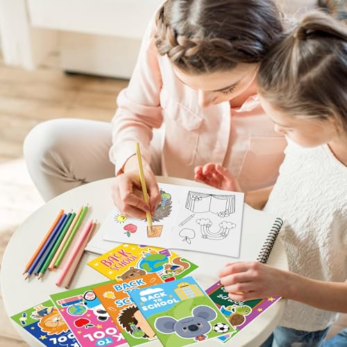 Image of Back to School Coloring Books for Kids - 24Pcs First Day of School Mini Coloring Booklet Bulk Cartoon DIY Art Drawing Book for Back to School Party Goodie Bags Stuffers School Classroom Favor
