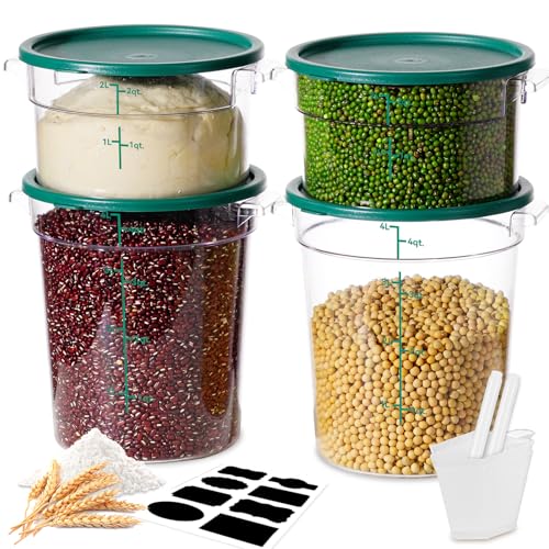 Image of 2QT&4QT 4PCS NSF Commercial Clear Food Storage Containers with Lids(GREEN)