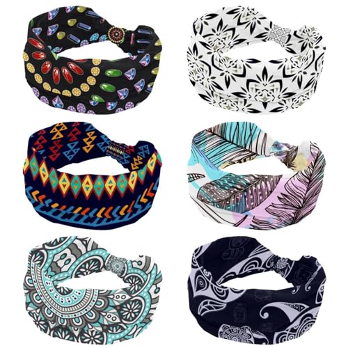 Accessoires pour cheveux lot de 6 bandeaux larges géométriques pour femme