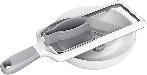 Miniatura 5 de Cortador de mandolina de mano múltiple, hoja de acero inoxidable ajustable, agarre cómodo, características de seguridad, fácil de limpiar, ideal